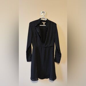 H&M Black and White Patterned Long Sleeve Dress